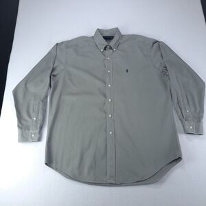 Ralph Lauren Shirt Mens Large Oxford‎ Blake Button Up Gray Green Long Sleeve